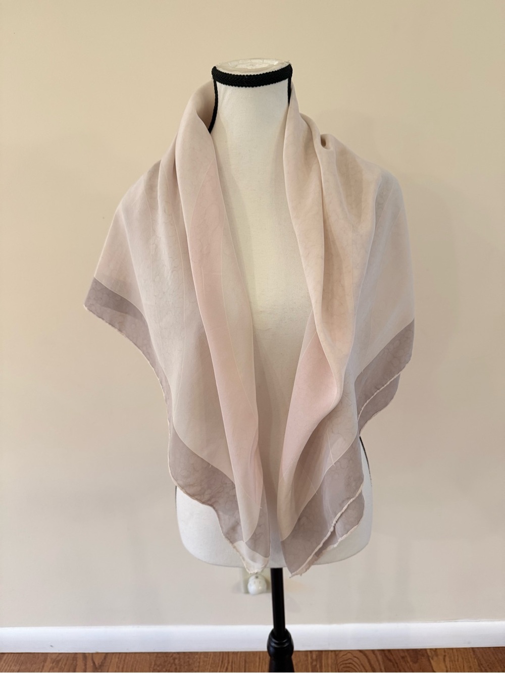 Light Blush Sheer Wrap with Taupe Border